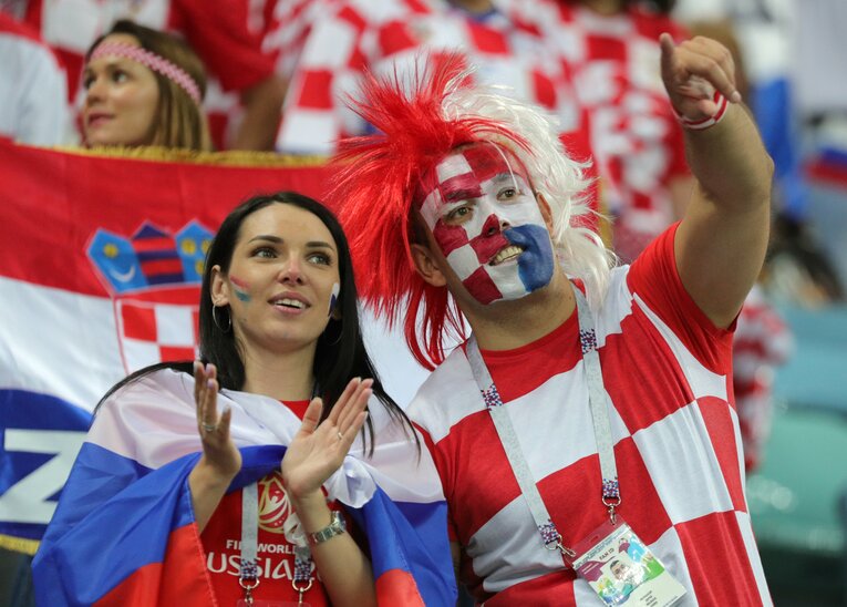 2018年のロシアW杯、地元ロシア代表を応援するサポーター　©Getty Images