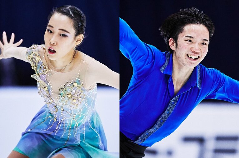 四大陸選手権にて好成績を残した三原舞依（左）と友野一希（右） ／ photograph by Getty Images