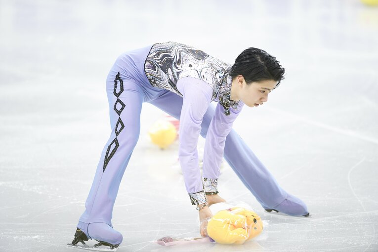 2017年2月、四大陸選手権のショートプログラム。演技後の羽生　©Asami Enomoto