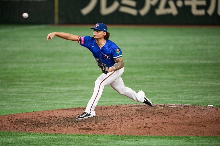 プレミア12決勝戦、9回にクローザーとして登場した林凱威　©Nanae Suzuki