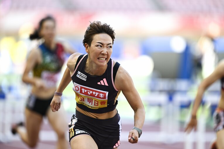 6月に行われた日本選手権のレースでの寺田選手。34歳ながら3位に食い込んだ　©Asami Enomoto