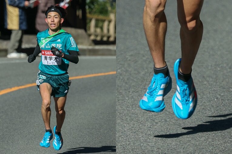 青学大・黒田朝日はアディダスの非厚底シューズで驚異的な区間新記録　©JMPA