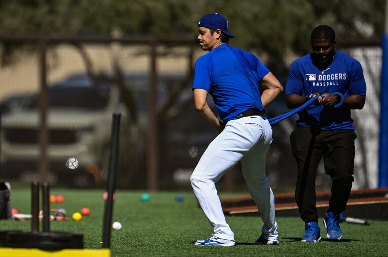 【翔平のカラダはいつから大きくなった？】2025年のスプリングトレーニング時。全3枚の2枚目　©Nanae Suzuki