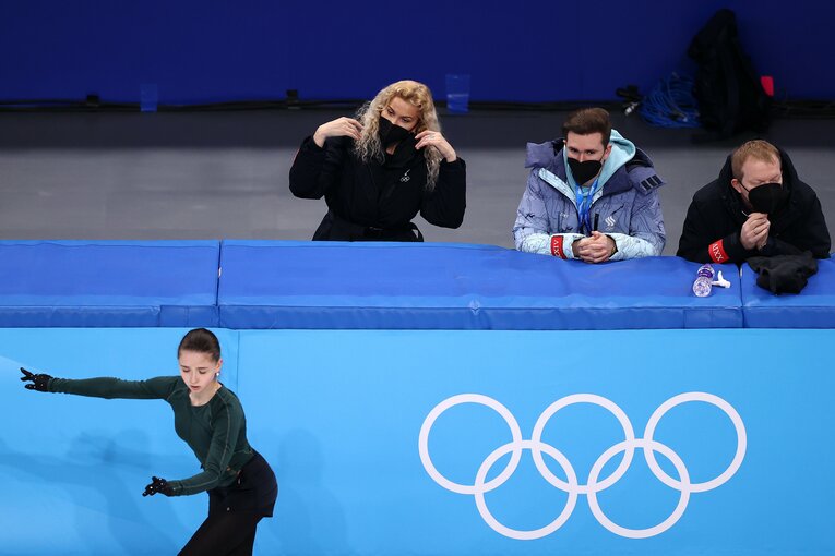 14日の練習に姿を見せたワリエワ　©Getty Images