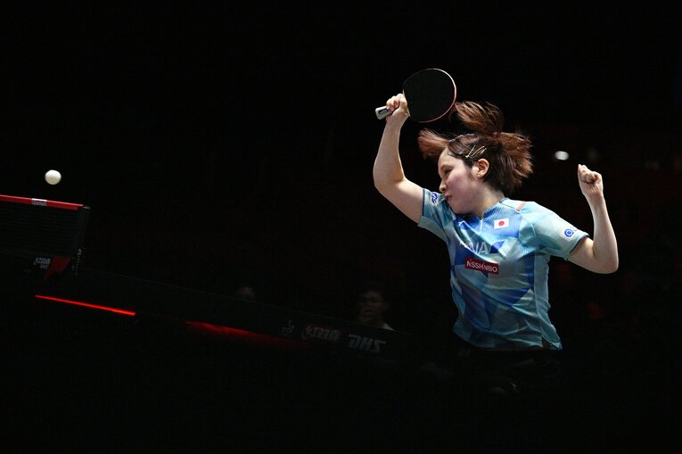 シンガポールスマッシュでの平野美宇。シングルス初戦では早田ひなから勝利　©AFLO