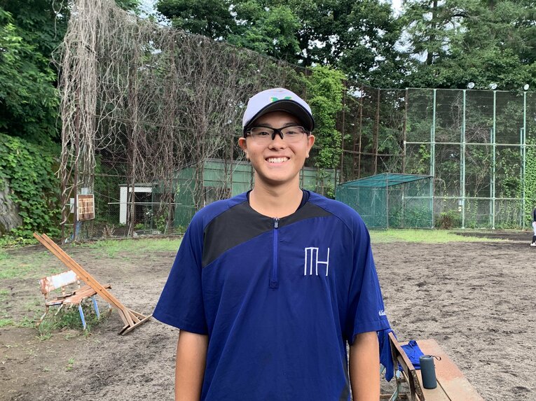 三上に誘われて森高校に入学した1年・上出蒼空（筆者撮影）