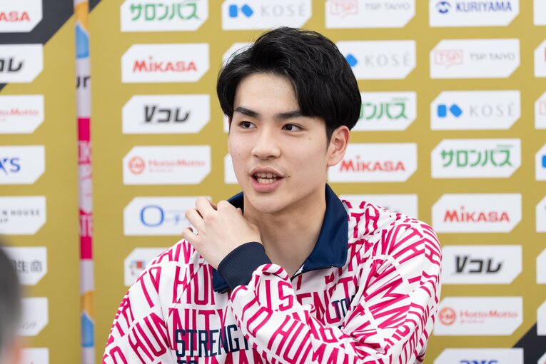 試合後の会見でメディア対応する川野　©︎SV.LEAGUE