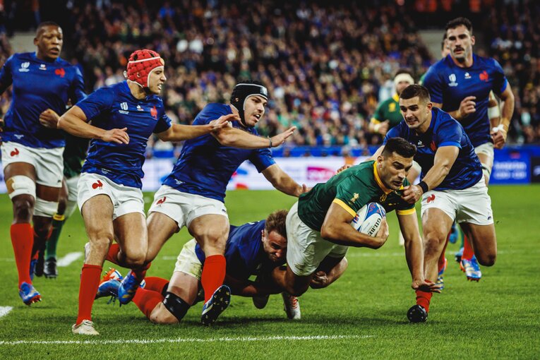 ワイルドナイツでプレーする南アフリカCTBダミアン・デアレンデのトライ（1/4枚）©︎Kiichi Matsumoto