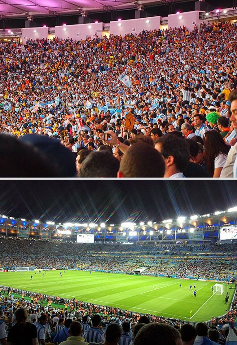 収容人数76000人を誇るマラカナン・スタジアムもアルゼンチンサポーターを中心にぎっしり。