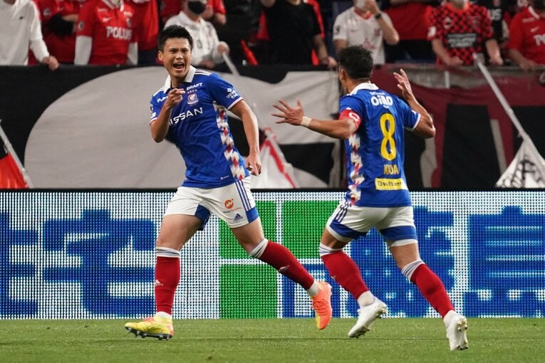 5月18日、第11節の浦和戦でJ1初ゴールを決めて吠える宮市亮　©Etsuo Hara/Getty Images