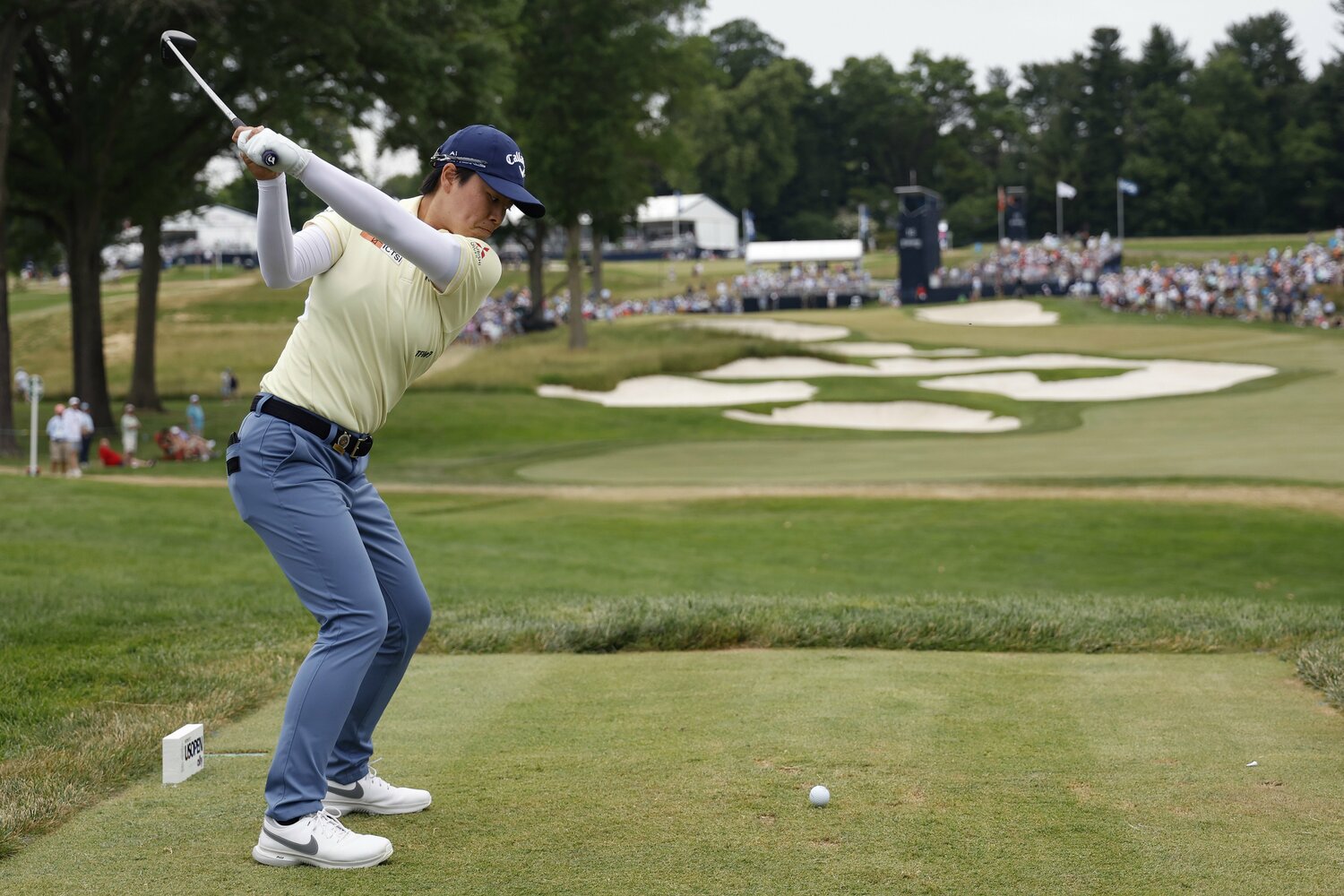 全米女子オープン最終日、16番のティショット　©︎Sarah Stier/Getty Images