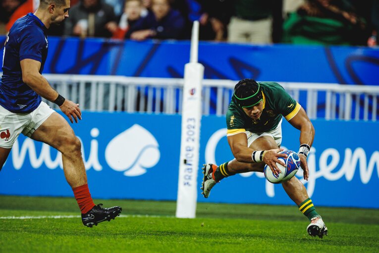 今季からサンゴリアスでプレーするWTBチェスリン・コルビの高速トライ（4/6枚）　　©︎Kiichi Matsumoto