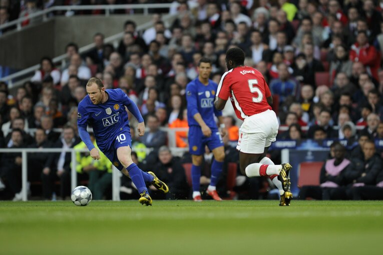 2008年のCL準決勝、アーセナル戦のルーニー　©︎Takuya Sugiyama