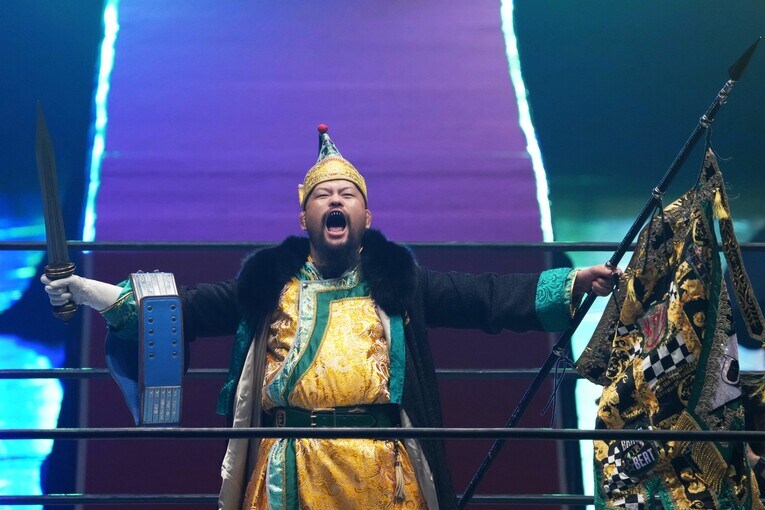 内藤哲也のIWGP世界ヘビー級王座に挑んだオーカーン。9月29日、神戸ワールド記念ホール　©Masashi Hara