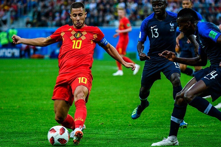 ロシアW杯のエデン・アザール。レアル・マドリー移籍後は不遇だったが世界最高のドリブラーであったのは疑いようのない事実だ ／ photograph by Takuya Sugiyama/JMPA