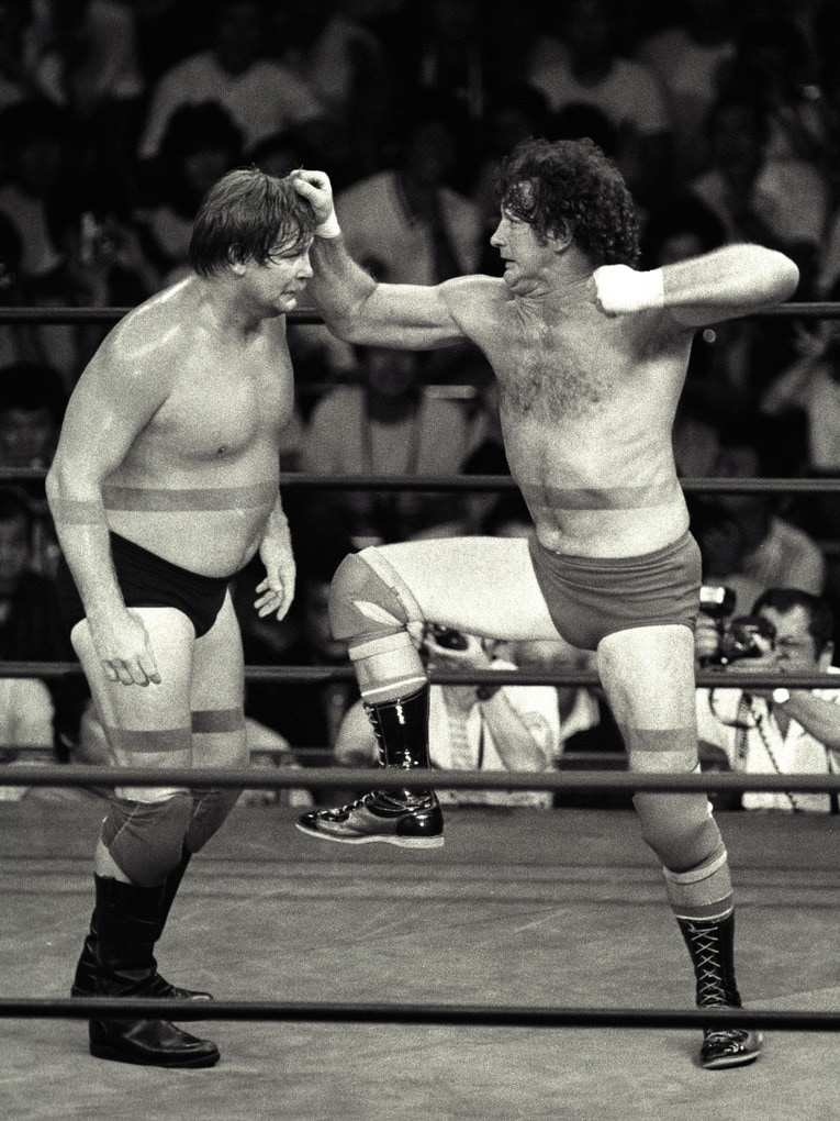 スタン・ハンセンにパンチを見舞うテリー・ファンク