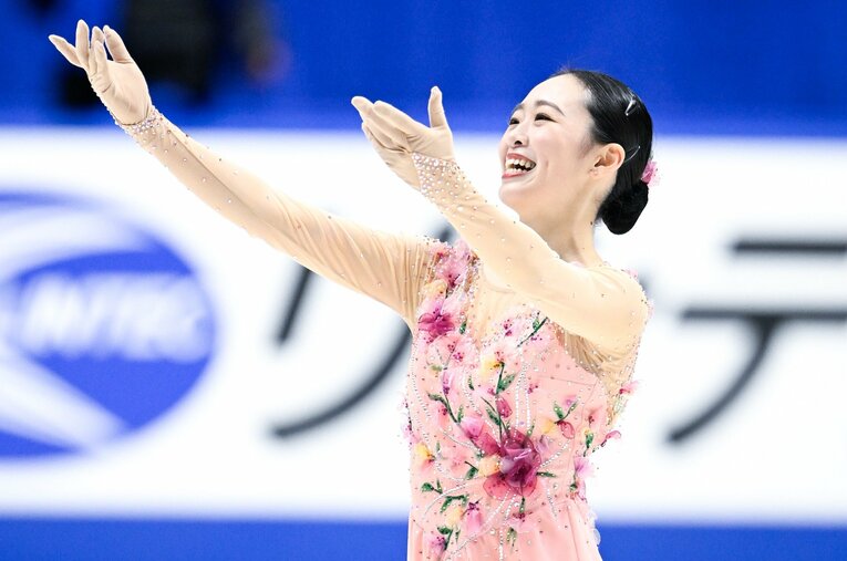 全日本選手権フリーの演技を行う青木祐奈。この大会の後、引退を示唆した ／ photograph by Asami Enomoto