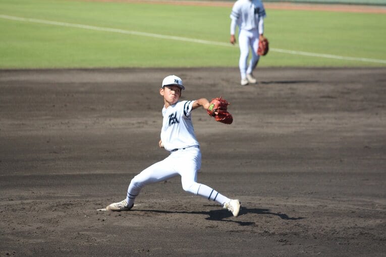 近畿大会出場が懸かる大一番の先発を託された勝田新一朗（3年）©︎Fumi Sawai