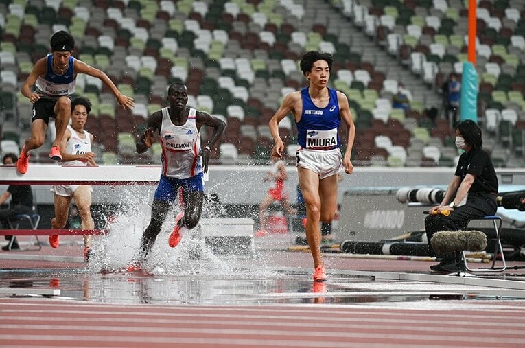 18年ぶりに3000m障害で日本記録を更新した順大の三浦龍司。多くの記録を突破してきた実力者がついに日本歴代の頂点に立った ／ photograph by Asami Enomoto