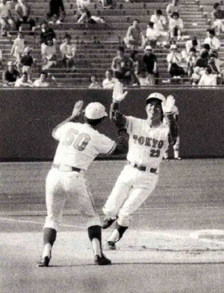 東大野球部時代の朝木さん。満塁弾も含め、大学生活では通算4本塁打／本人提供