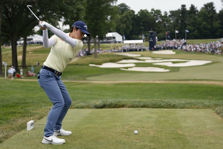 全米女子オープン最終日、16番のティショット　©︎Sarah Stier/Getty Images