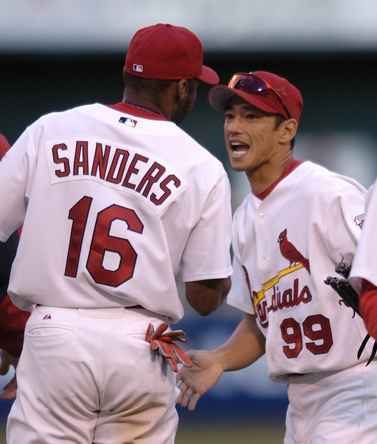 大塚と対戦したカージナルスの田口　©︎JIJI PRESS