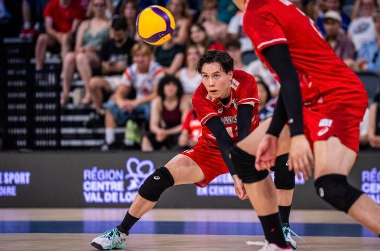 強豪との対戦が続いた序盤8試合では、すべてフル出場していた高橋藍　©︎Volleyball World