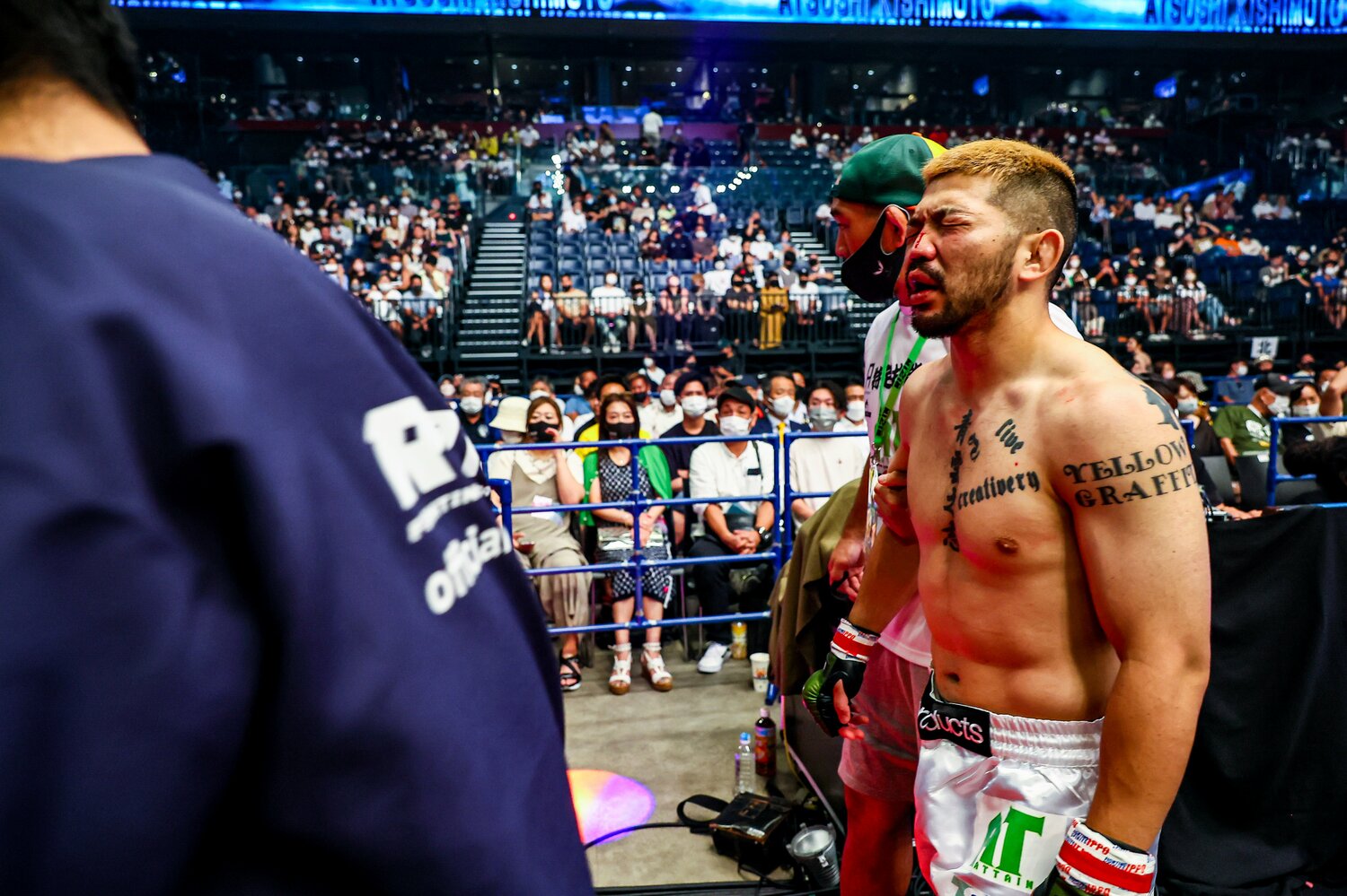 岸本篤史に敗れ、悔しそうな表情で引き上げる渡慶次幸平 ©RIZIN FF Susumu Nagao