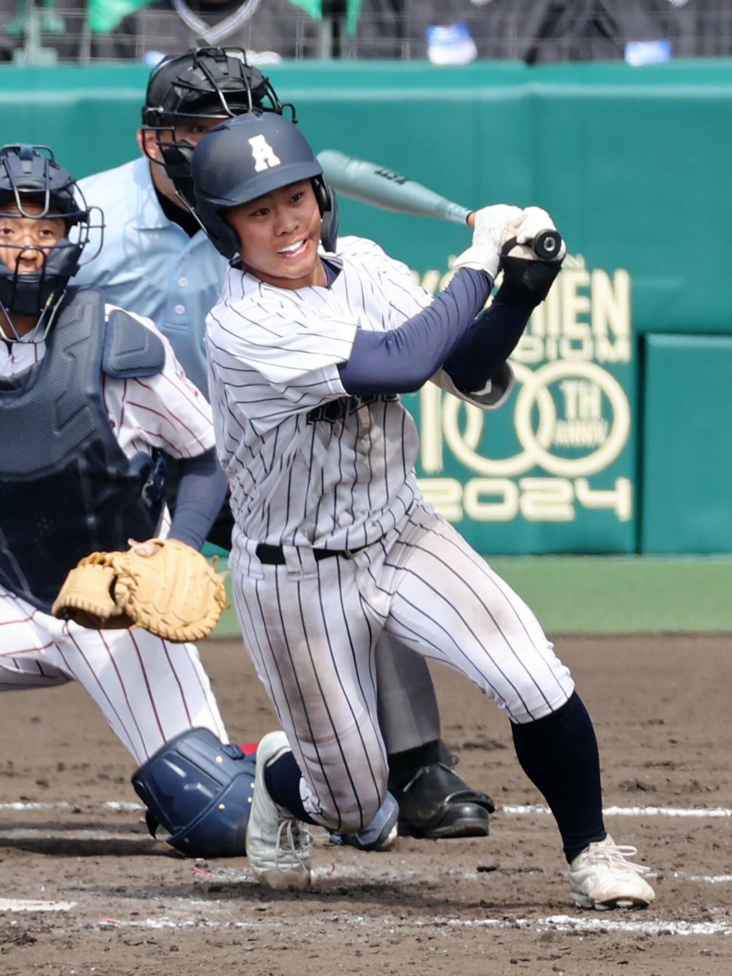 ショートの矢藤は初戦の豊川戦でタイムリーを放った　©JIJI PRESS