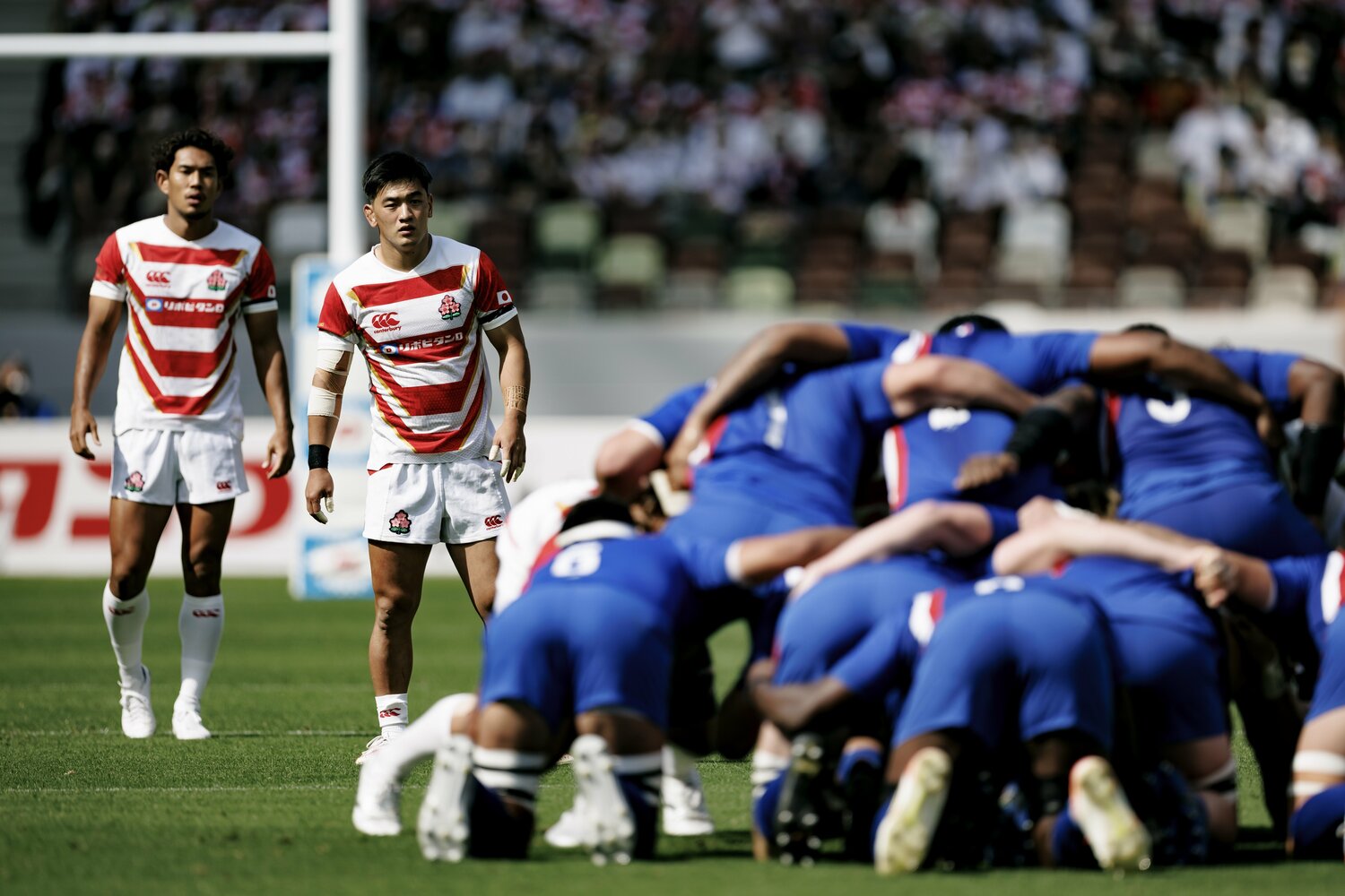 昨年、フランスとのテストマッチで10番をつけた李承信。限られたプレー時間で信頼を積み重ね、見事W杯メンバー入りを果たした　©︎Kiichi Matsumoto