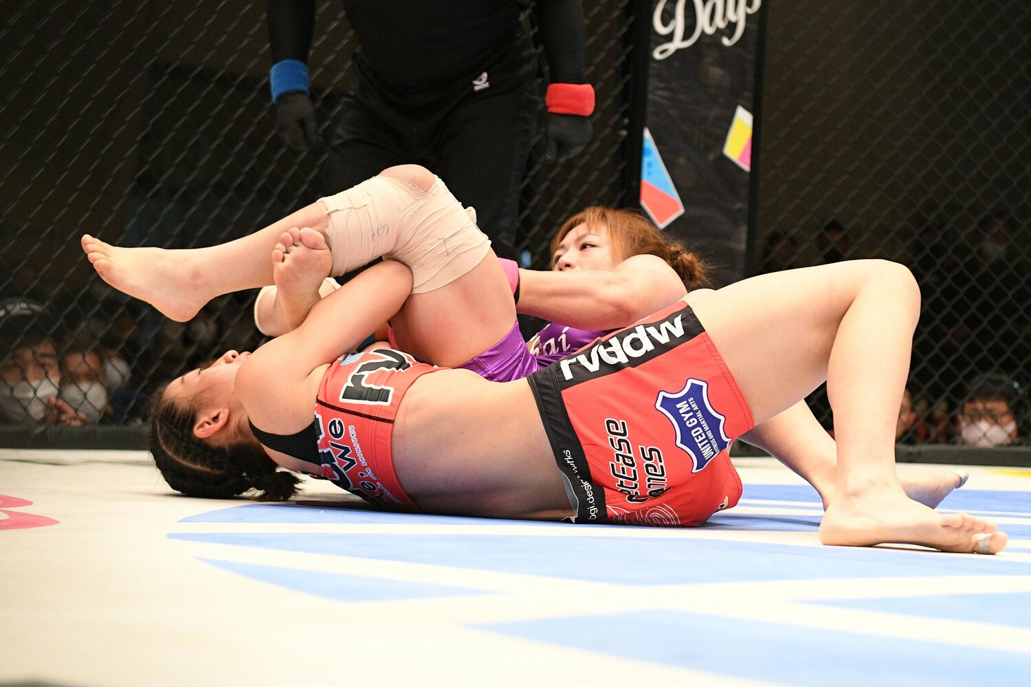 決勝の杉山戦でも、準決勝と同じく腕ひしぎ十字固めを狙った　©DEEP JEWELS