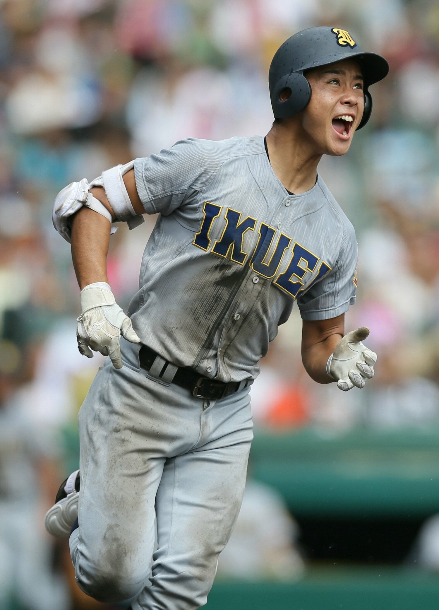 仙台育英高時代の平沢。3年夏の甲子園準々決勝ではホームランを放った ©JIJI PRESS