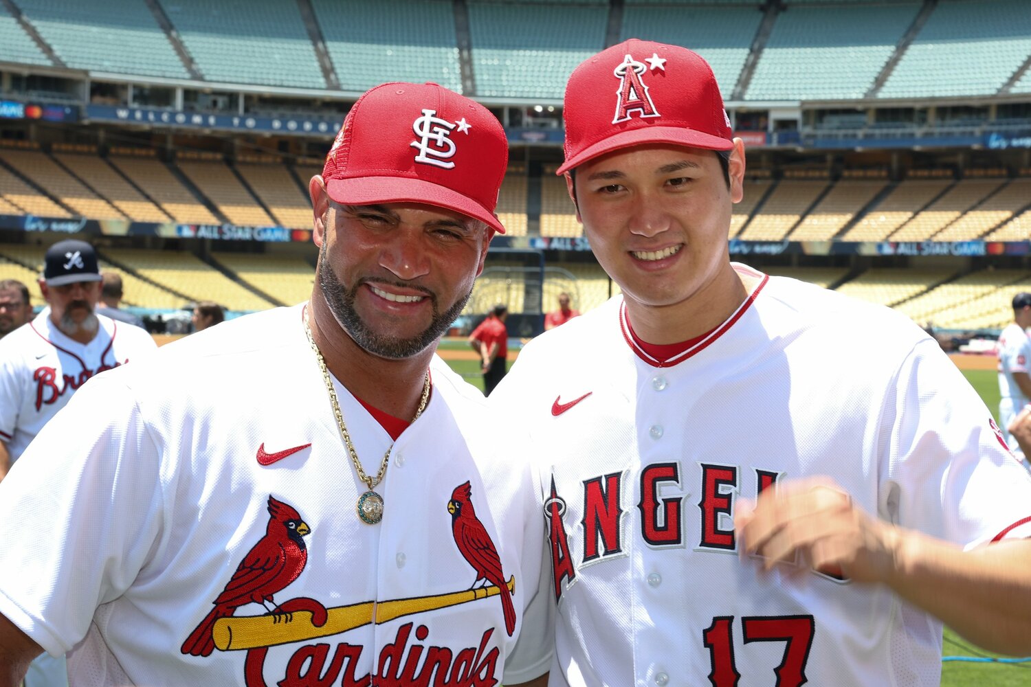 今年のオールスターで再会したプホルス。いつも大谷のことを気にかけていた　©Getty Images
