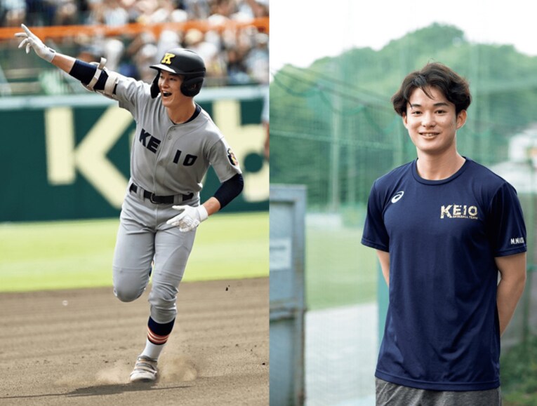神奈川・慶應で不動の1番打者として活躍した丸田湊斗。2023年夏の甲子園決勝で先頭打者ホームランを放つなど高校野球ファンに大きなインパクトを残した。慶大では1年春から試合に出場している　©Naoya Sanuki / Tadashi Hosoda