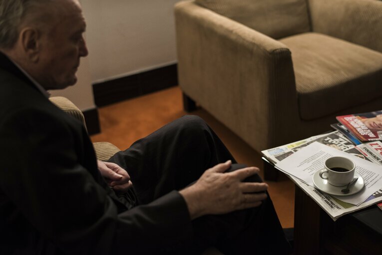 サラエボでインタビューに応じたオシム（2015年）　©Takuya Sugiyama