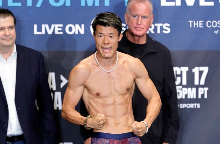 順調な仕上がりをアピールしていた亀田和毅。しかし、前日の計量に王者フィゲロアは姿を見せず…　©︎Steve Marcus/Getty Images