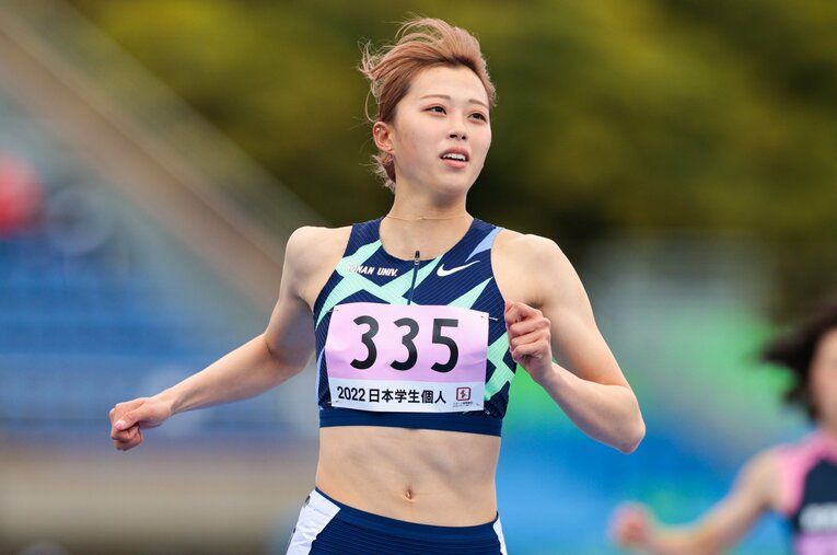 昨年4月の日本学生個人選手権100ｍで青山が記録した11秒47は現役の学生トップタイムだ ／ photograph by AFLO