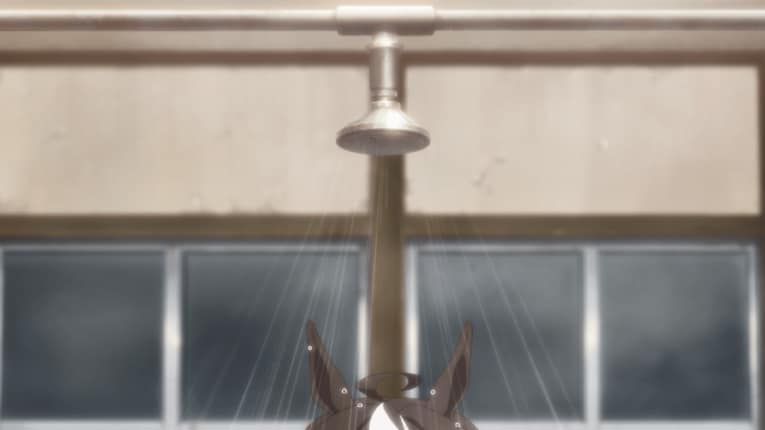 温泉の真上にシャワーもついている　©2023 アニメ「ウマ娘 プリティーダービー Season 3」製作委員会