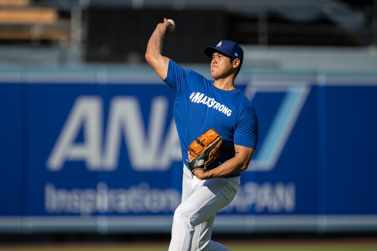 【現地最新写真】キャッチボールする大谷翔平　©Nanae Suzuki