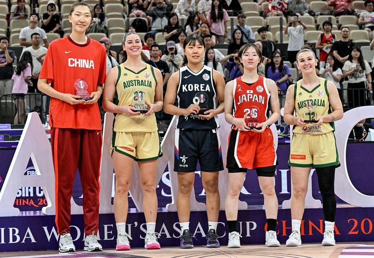 昨年のアジアカップではオールスターファイブに選出された田中こころ（右から2番目）©︎AFP/AFLO