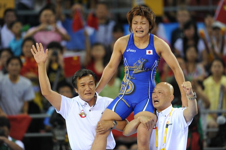 北京五輪を制した伊調　©JMPA