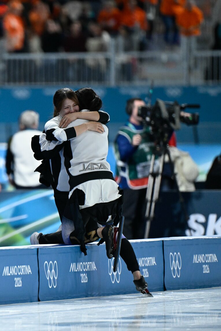 2026年ミラノ五輪、デビットコーチと高木美帆　 ©Asami Enomoto/JMPA
