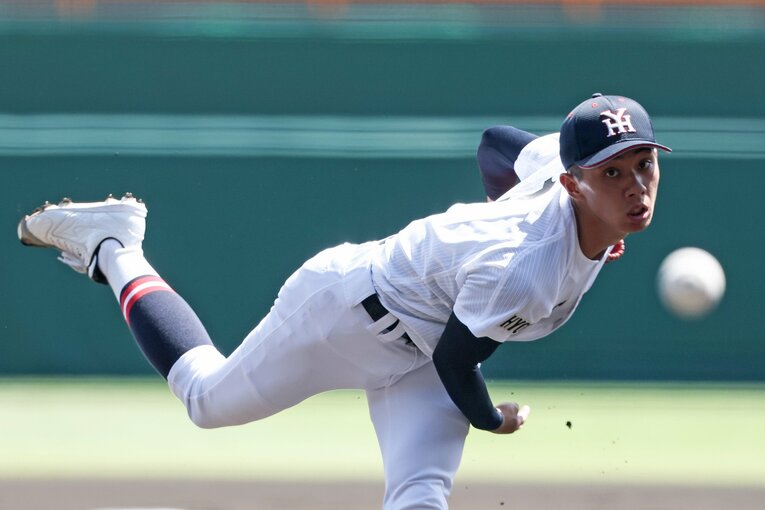 優勝した智弁和歌山に2回戦で惜敗した社の岩井　©JIJI PRESS