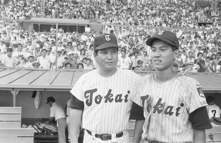 東海大相模時代の原辰徳と原貢監督　©JIJI PRESS