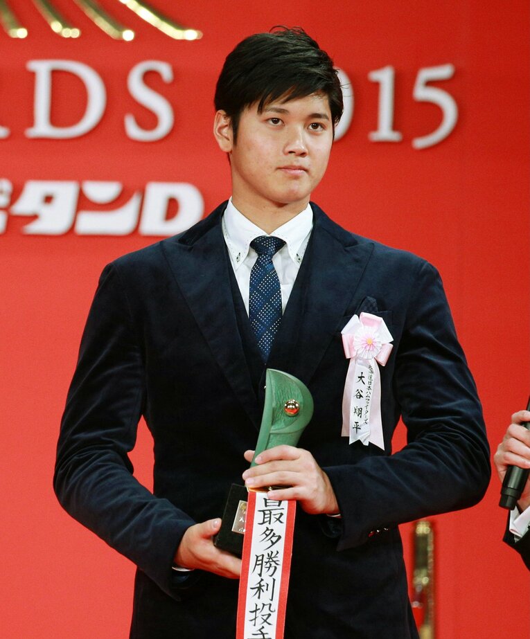 プロ3年目（2015年）の大谷翔平。投手3冠を達成　©JIJI PRESS