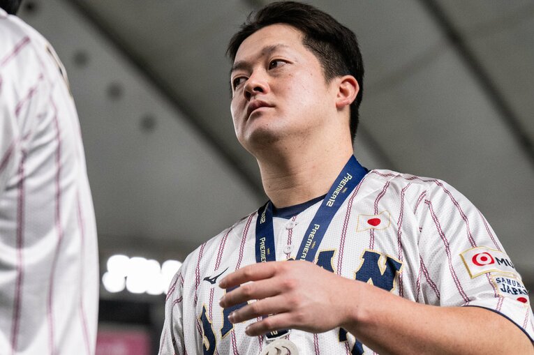 プレミア12決勝戦、悔しさを噛み締めるような牧　©Nanae Suzuki