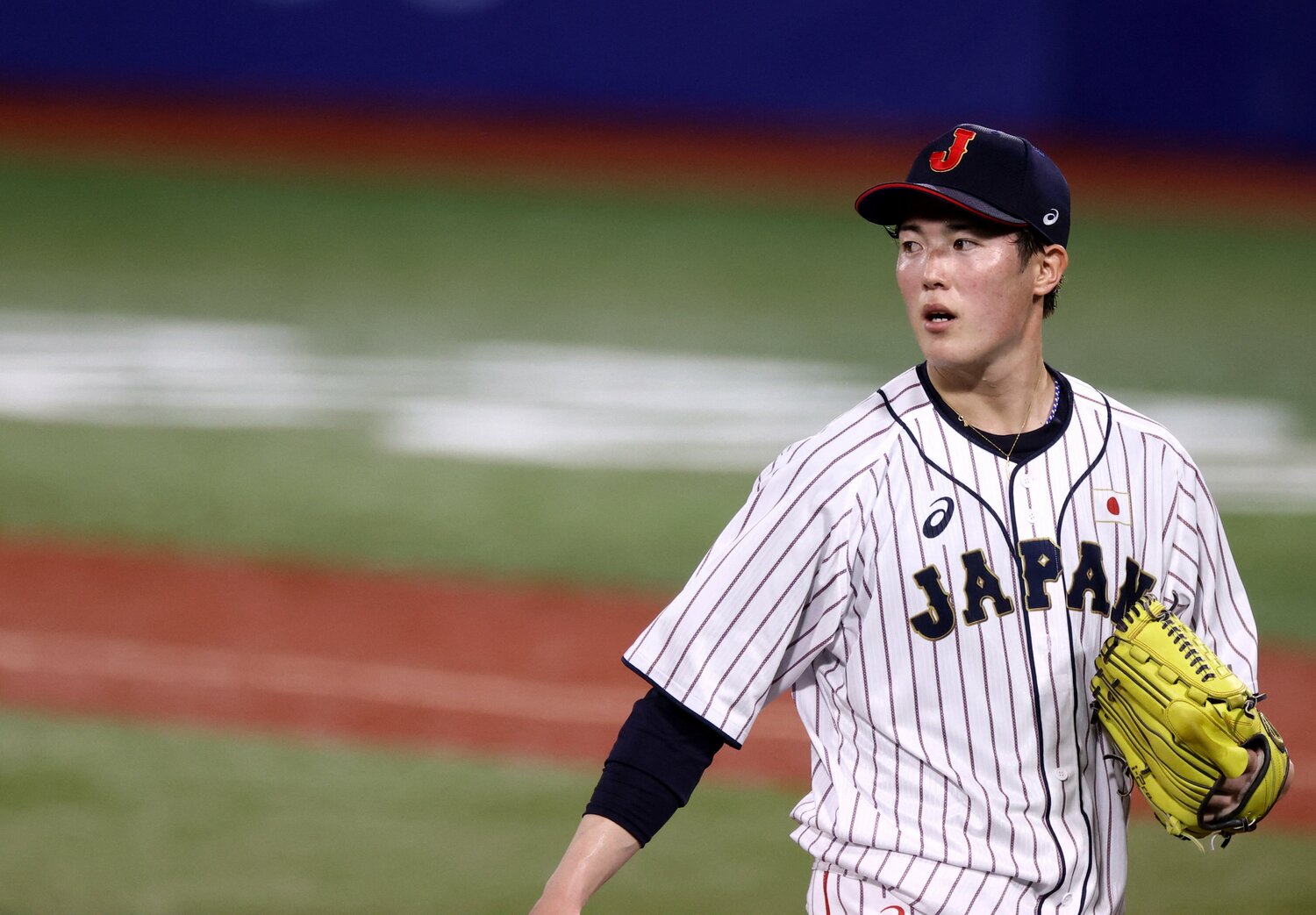 東京五輪では予選のメキシコ戦と決勝のアメリカ戦に先発し、ともに勝利を挙げて金メダル獲得に貢献した　©JIJI PRESS