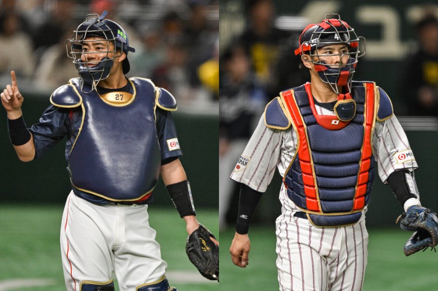 捕手として選出が確定的な中村悠平（ヤクルト）と若月健矢（オリックス）　©️Nanae Suzuki