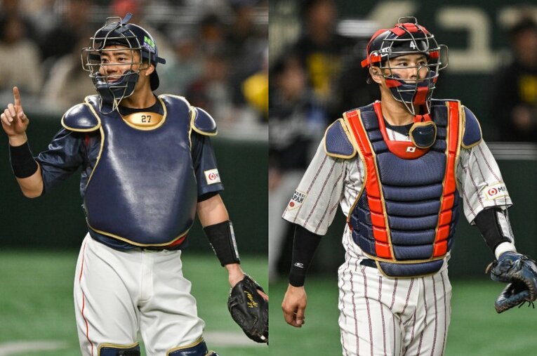 捕手として選出が確定的な中村悠平（ヤクルト）と若月健矢（オリックス）　©️Nanae Suzuki