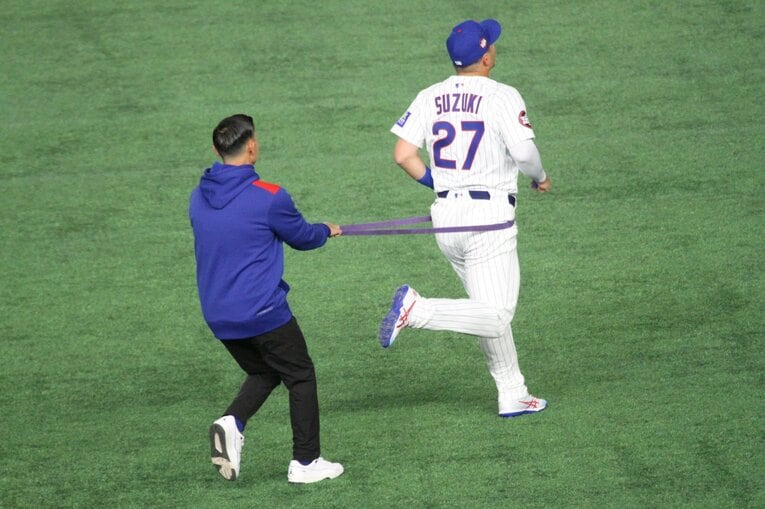 鈴木誠也とのトレーニング（写真＝本人提供、2025年MLB東京シリーズ）
